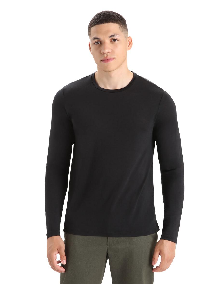 Icebreaker Merino Sphere II T-Shirt Miesten Long Sleeve Mustat | FI 1231UZGT